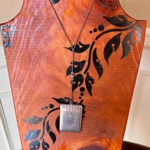 VINTAGE ART DECO STERLING SILVER 925 PICTURE LOCKET  NECKLACE Y  CHAIN 25 grams